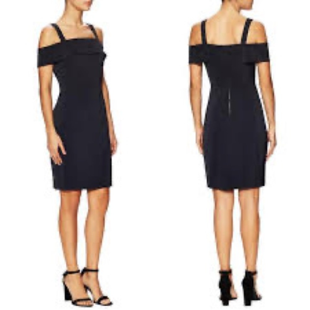 Rebecca Minkoff Black Cairo Cold shoulder sheath dress back slits